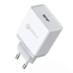 shumee Rýchle nabíjanie Quick Charge 3.0 18W 3A USB biela rýchlonabíjačka