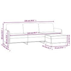 Vidaxl 3-miestna pohovka s podnožkou bledosivá 210 cm látka