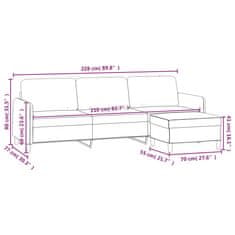 Vidaxl 3-miestna pohovka s podnožkou krémová 210 cm zamat