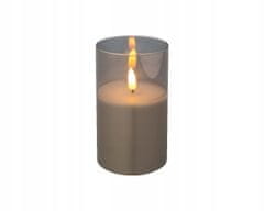 Kaemingk Sklenená dekoratívna sviečka LED sivá 12,5 cm