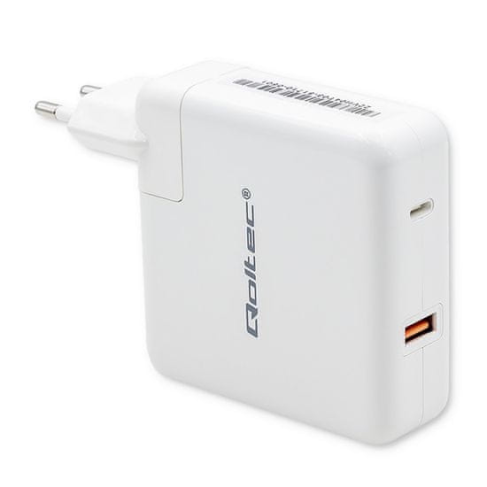 Qoltec GaN FAST 108W nabíjačka | 5-20V | 3-4,7A | USB C | Biela