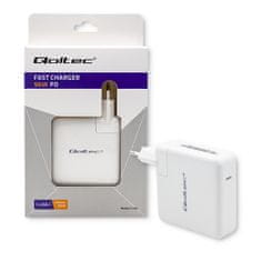 Qoltec FAST 96W sieťová nabíjačka | 5-20V | 3- 4,7A | USB C PD | Biela