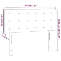 Vidaxl Čelo postele s LED bledosivé 80x5x78/88 cm zamat