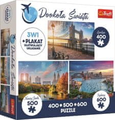 Trefl Puzzle Okolo sveta: Londýn, New York a Sydney 400 + 500 + 600 dielikov