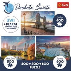 Trefl Puzzle Okolo sveta: Londýn, New York a Sydney 400 + 500 + 600 dielikov