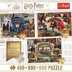 Trefl Puzzle Harry Potter: Turnaj troch kúzelníkov, Metlobal a Rokfort 400 + 500 + 600 dielikov