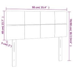 Vidaxl Čelo postele s LED bledosivé 90x5x78/88 cm zamat