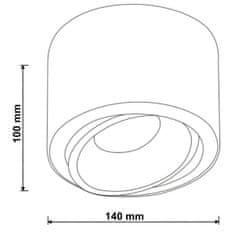 LUMILED Prisadené okrúhle halogénové svietidlo GU10 AR111 biela pohyblivá trubica TELES 100mm