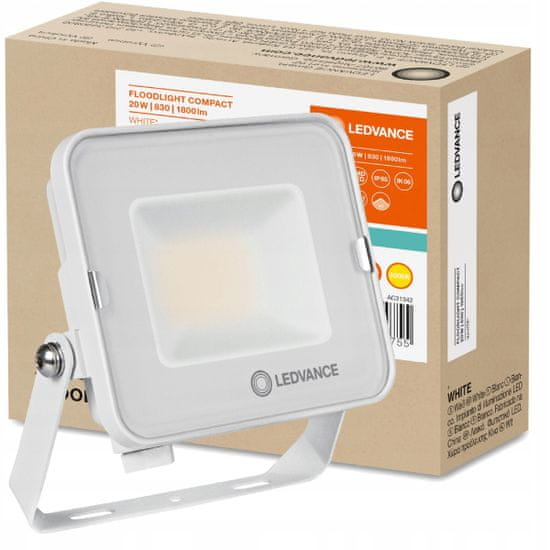 LEDVANCE LED Reflektor 20W 1800lm 3000K Teplá biela IP65 biely COMPACT V