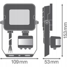 LEDVANCE Reflektor LED 10W 1000lm 4000K Neutrálna biela IP65 čierny so senzorom pohybu a súmraku COMPACT V