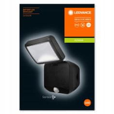 LEDVANCE LED Reflektor 4W 260lm 4000K Neutrálna biela IP54 čierny s detektorom pohybu SPOTLIGHT napájaný z batérie