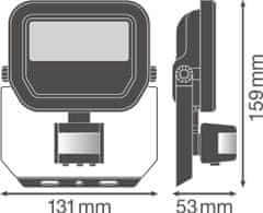 LEDVANCE LED Reflektor 10W 1100lm 3000K Teplá biela IP65 čierny so senzorom pohybu a súmraku