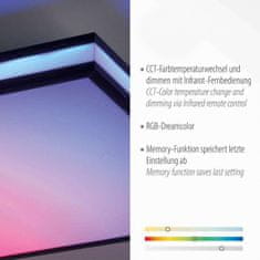 PAUL NEUHAUS LEUCHTEN DIREKT aj s JUST LIGHT LED stropné svietidlo 45x45, čierna, hranaté, RGB Dreamcolor, stmievateľné, panel RGB plus 2700-5000K