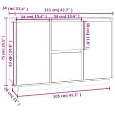 Petromila vidaXL Komoda medovo-hnedá 111x34x75 cm masívne borovicové drevo