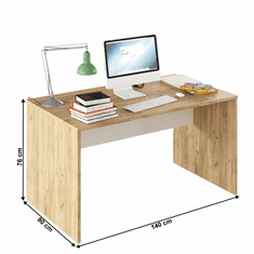 KONDELA PC stôl, dub artisan/biela, RIOMA TYP 11