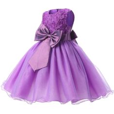 Northix Večerné šaty s mašľou a kvetmi – fialové (140) 