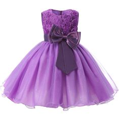 Northix Večerné šaty s mašľou a kvetmi – fialové (140) 