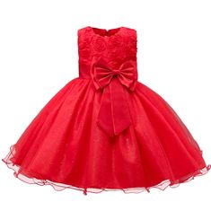 Northix Večerné šaty s mašľou a kvetmi - červené 