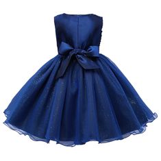 Northix Večerné šaty s mašľou a kvetmi – modré (160) 