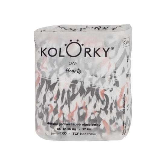 KOLORKY DAY - srdce - XL (12 - 16 kg) - 17 ks - jednorázové eko plienky