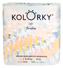 KOLORKY DAY - štetce - L (8 - 13 kg) - 19 ks - jednorázové eko plienky