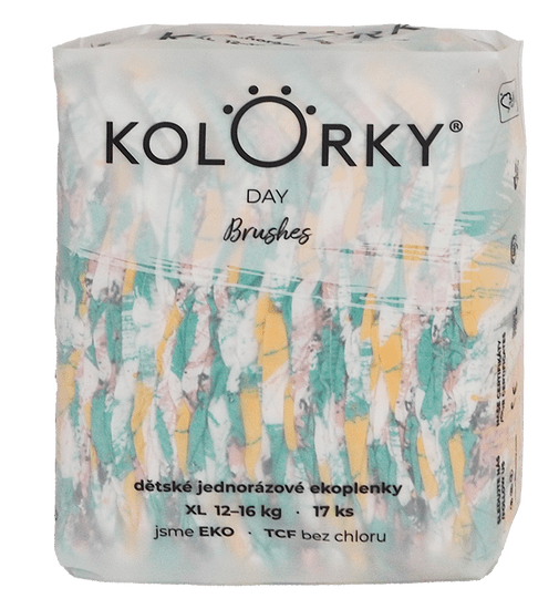 KOLORKY DAY - štetce - XL (12-16 kg) - 17 ks - jednorázové eko plienky