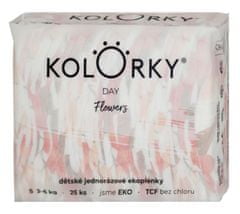 KOLORKY DAY - kvety - S (3-6 kg) - 25 ks - jednorázové eko plienky