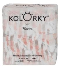 KOLORKY DAY - kvtey - L (8-13 kg) - 19 ks - jednorázové eko plienky