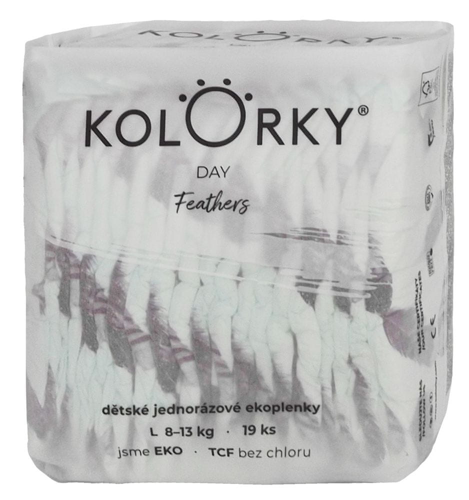 KOLORKY DAY - perie - L (8-13 kg) - 19 ks - jednorázové eko plienky