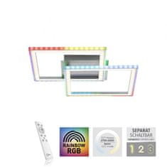 PAUL NEUHAUS LEUCHTEN DIREKT aj s JUST LIGHT LED stropné svietidlo 44,5x44,5cm, strieborná farba, otočné, RGB Rainbow, stmievateľné RGB plus 2700-5000K