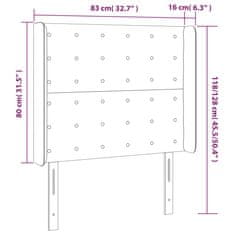 Vidaxl Čelo postele s LED krémové 83x16x118/128 cm látka