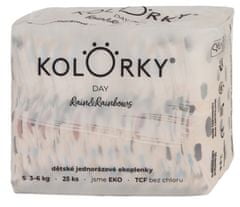 KOLORKY DAY - dážď a dúhy - S (3-6 kg) - 25 ks - jednorazové eko plienky