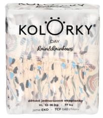 KOLORKY DAY - dážď a dúhy - XL (12-16 kg) - 17 ks - jednorázové eko plienky