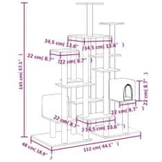 Vidaxl Škrabadlo pre mačky so sisalovými stĺpikmi krémové 145 cm