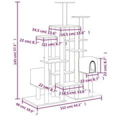 Vidaxl Škrabadlo pre mačky so sisalovými stĺpikmi tmavosivé 145 cm