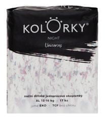 KOLORKY NIGHT - jednorožci - XL (12-16 kg) - 17 ks - nočné jednorázové eko plienky