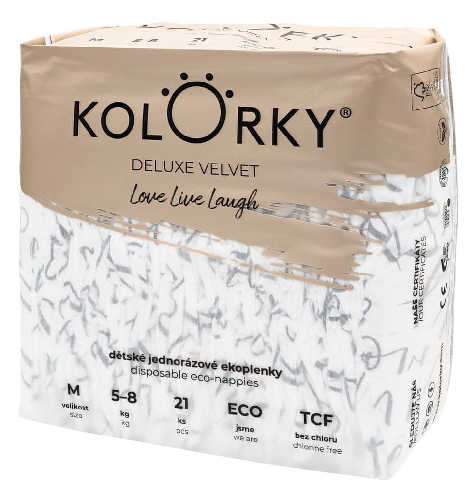 KOLORKY DELUXE VELVET - M (5-8 kg) - 21 ks - jednorázové eko plienky