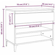 Vidaxl Botník dymový dub 70x36x60 cm spracované drevo