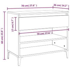 Vidaxl Botník lesklý biely 70x36x60 cm spracované drevo