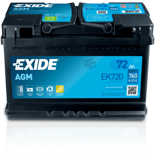 Exide AGM 72Ah Autobatéria Start-Stop 12V , 760A , EK720