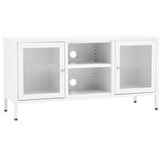 Vidaxl TV skrinka biela 105x35x52 cm oceľ a sklo