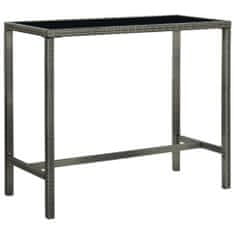 Petromila vidaXL Záhradný barový stôl sivý 130x60x110 cm polyratan a sklo