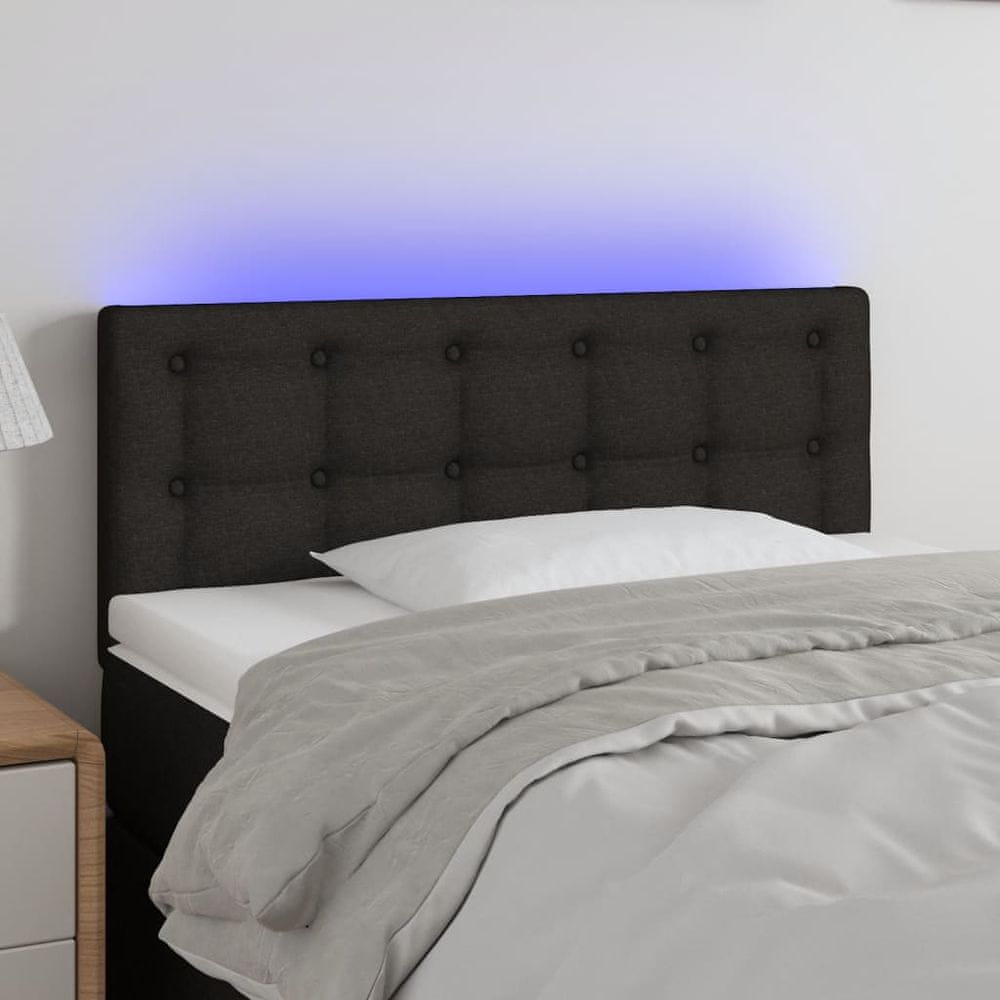 Vidaxl Čelo postele s LED čierne 80x5x78/88 cm látka