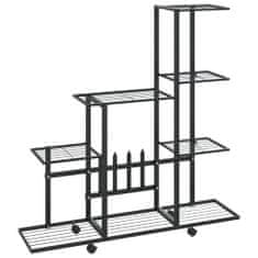 Petromila vidaXL Stojan na kvety s kolieskami 94,5x25x92,5 cm čierny kovový