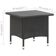 Petromila vidaXL Čajový stôl čierny 50x50x47 cm polyratanový