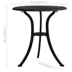 Vidaxl Záhradný stôl, čierny, 62x62x65 cm, hliníkový odliatok