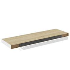 Vidaxl Plávajúce nástenné police 4 ks dubové a biele 80x23,5x3,8 cm MDF