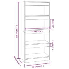 Vidaxl Skriňa na knihy/priehradka sonoma 60x30x135cm spracované drevo