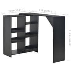 Petromila vidaXL Barový stôl s pohyblivou poličkou, čierny 138x39x110 cm