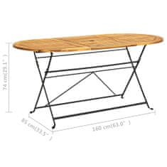 Petromila vidaXL Záhradný stôl 160x85x74 cm, akáciový masív, oválny